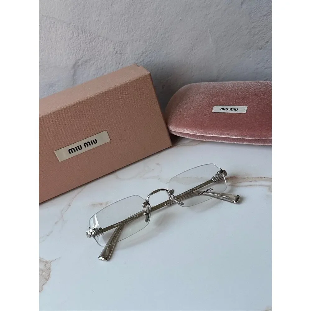 NEW Miu Miu MU50YV Silver Rimless Eyeglasses Frames $518